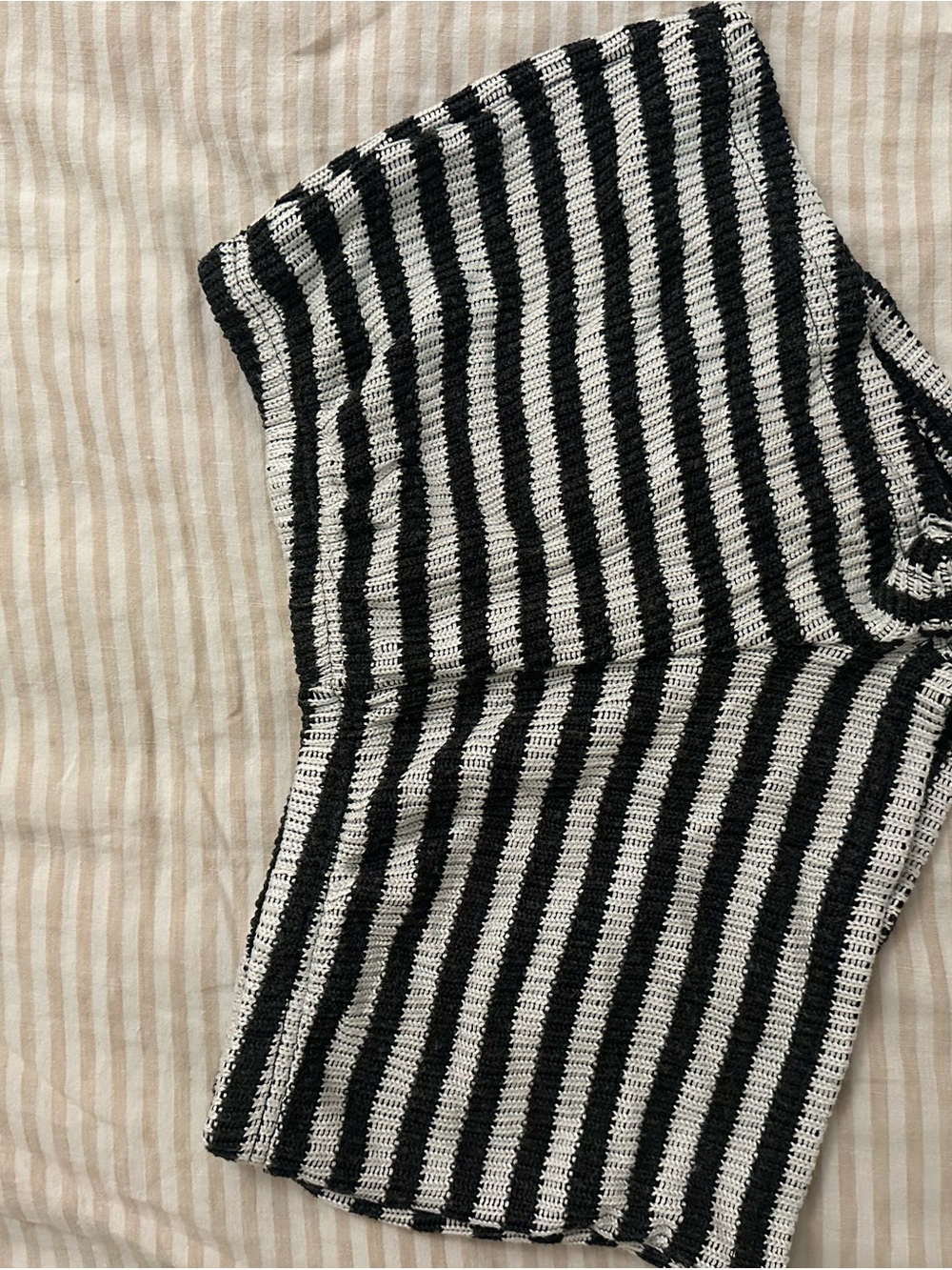 Motel Rocks Black & White Striped Knit Shorts